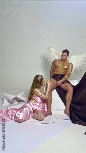 Couple with bodyart showcasing creativity in studio space