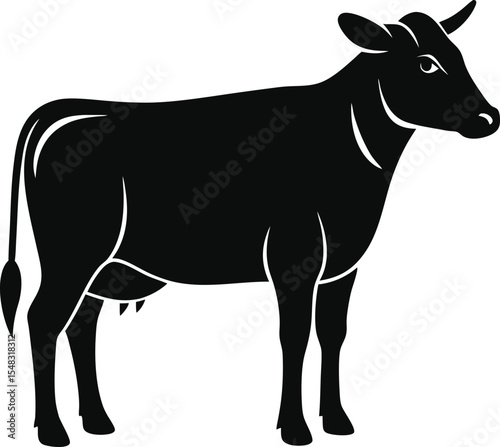 Cow silhouette vector Style with white background
