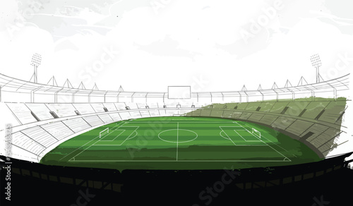 Field Stadium Detailed Vector Soccer Football Stadium Outline Shape Silhouette Vector for Background
