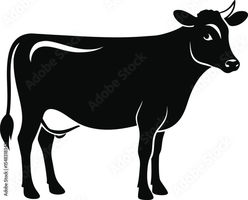 Cow silhouette vector Style with white background
