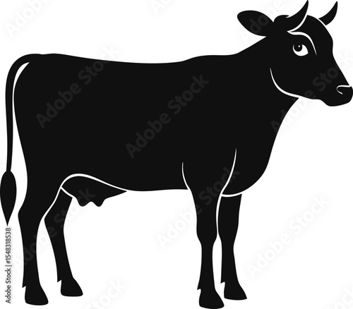 Cow silhouette vector Style with white background
