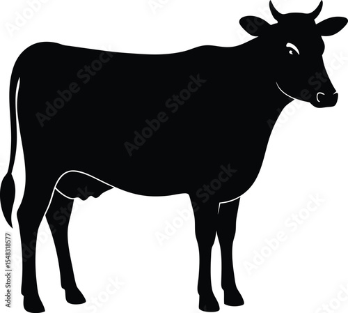 Cow silhouette vector Style with white background
