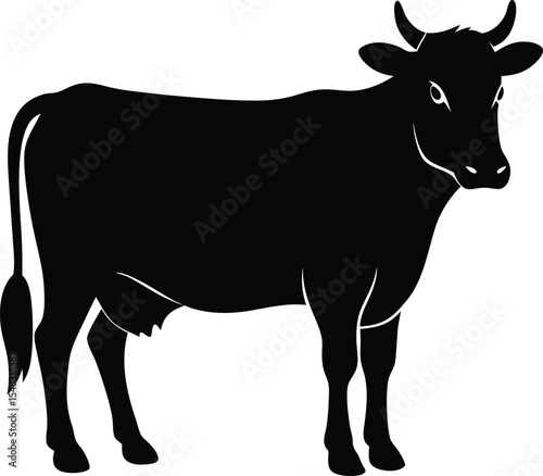 Cow silhouette vector Style with white background
