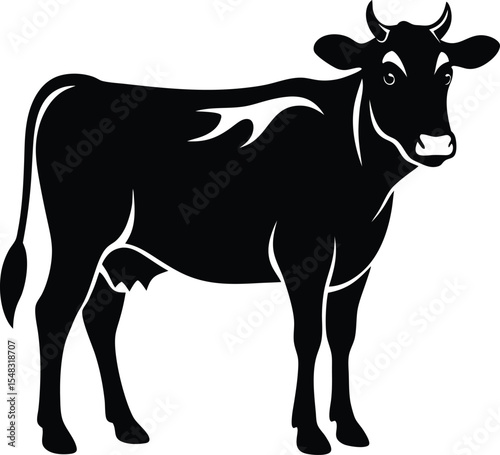 Cow silhouette vector Style with white background
