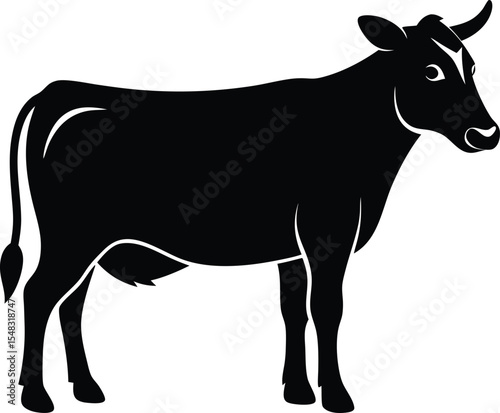 Cow silhouette vector Style with white background
