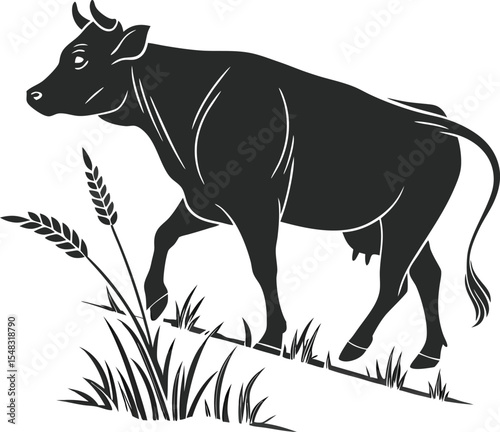 Cow silhouette vector Style with white background
