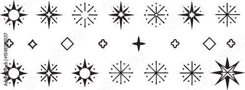 This image features a set of black grass silhouettes, creating a winter symbol illustration with snowflake and star decorations, perfect for a Christmas season design