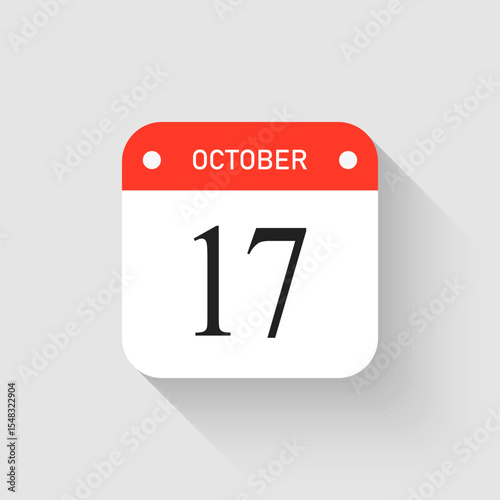 Vector icon page day calendar - 17 October month