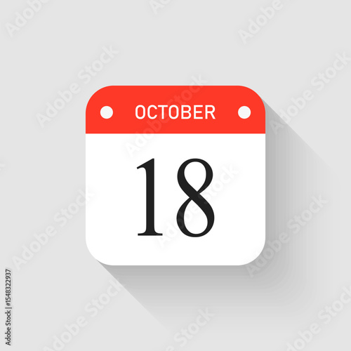 Vector icon page day calendar - 18 October month