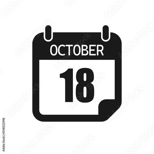 Vector icon page day calendar - 18 October month
