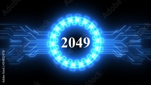 Concept of counting years. 2049 year symbol digital concept.