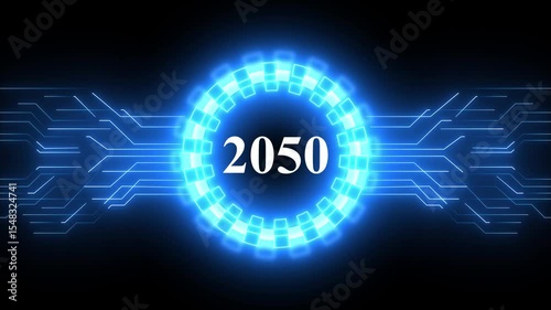 Concept of counting years. 2050 year symbol digital concept.