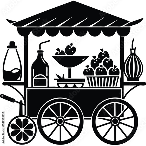 Vibrant Fruit Cart Illustration A Fresh Market Design