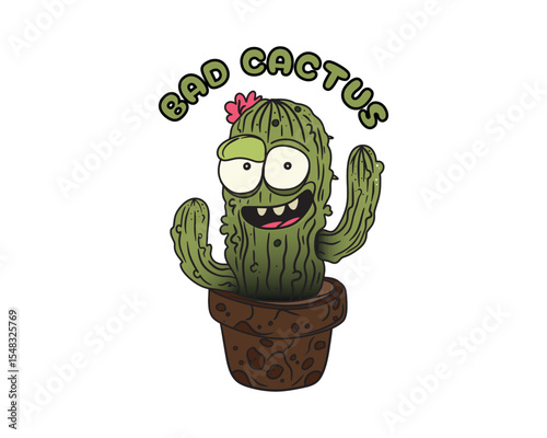 Cactus. Funny character. Bad cactus. Can used for T-shirt prints. Vector illustration