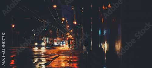 Warm Lights on a Rainy Night Street