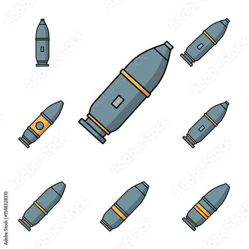Assorted Military Ammunition A Comprehensive Illustration of Various Projectile Types