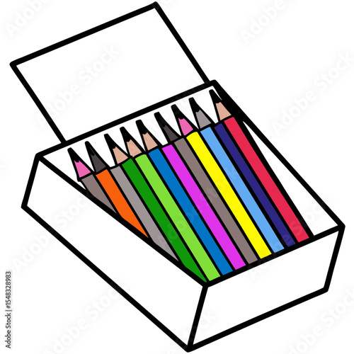 colored pencils in a box