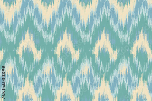Ikat seamless pattern, geometric design, motif ethnic handmade, Ikat ethnic tribal, boho colors seamless wallpaper. Ethnic Ikat abstract background art.Illustration for greeting cards, printing