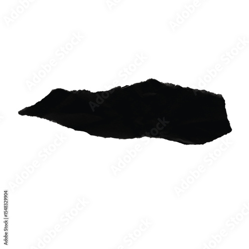 A unique abstract shape resembling a floating landmass or a stylized cloud. This bulky, textured black form is a versatile design element for creative projects, backgrounds, and conceptual art.

