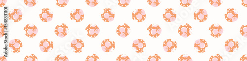 Polka dot blockprint seamless vector border. Neutral unisex whimsical style for washi tape, edging and handmade print texture. spotty vintage Ribbon. 