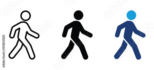 Man walk icon set in flat linear style, walking icon for application and info-graphic. Vector illustration . 