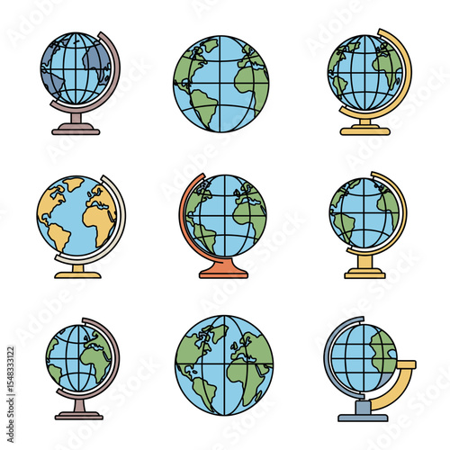 Colorful Globes A Collection of World Map Illustrations