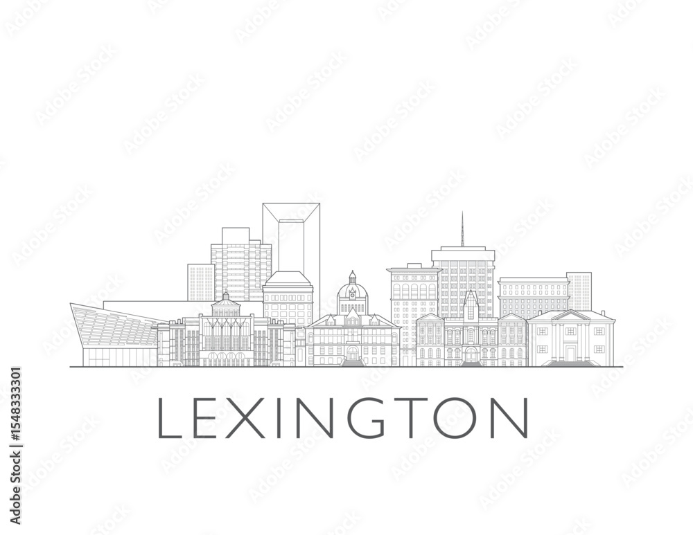 Obraz premium Lexington, Kentucky cityscape illustration skyline drawing