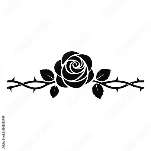 Black rose with thorns elegant floral design