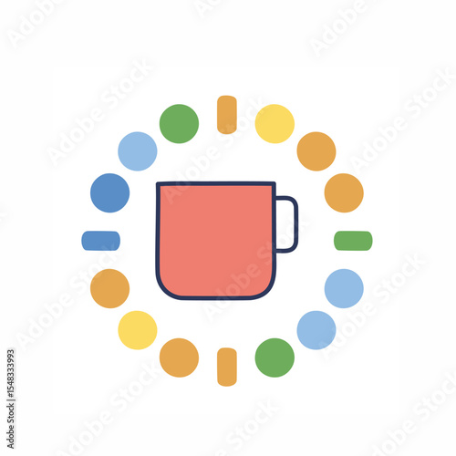 Colorful mug coffee break loading progress circle