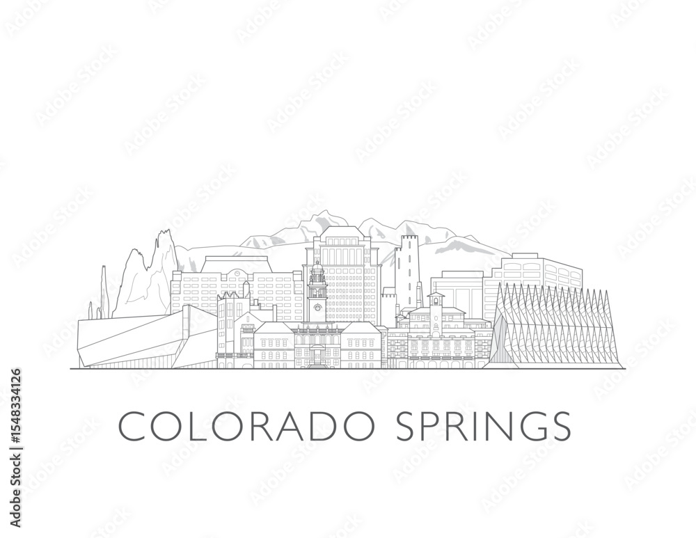 Obraz premium Colorado Springs, cityscape illustration skyline drawing