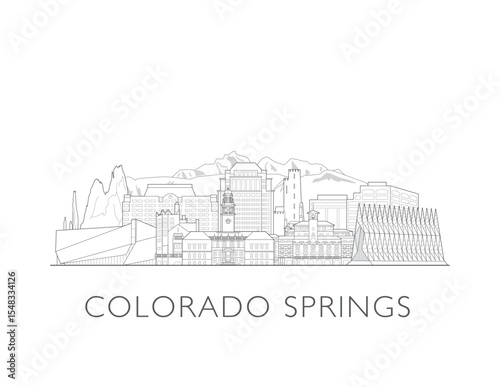 Colorado Springs, cityscape illustration skyline drawing