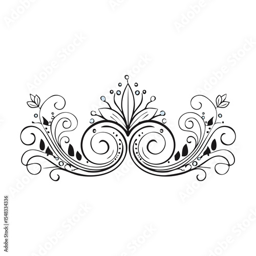 Elegant black and white floral design element