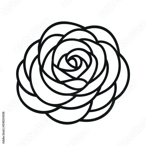 Elegant black line art rose flower design