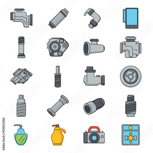 Industrial Machine Parts and Components A Comprehensive Icon Set