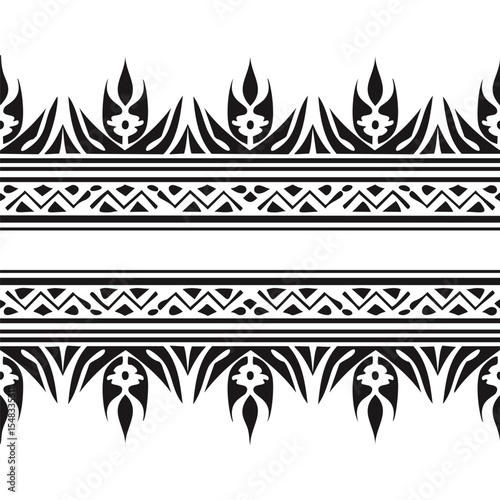 Black and white tribal style seamless border design