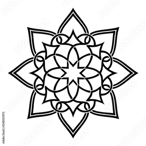Abstract black and white floral mandala design