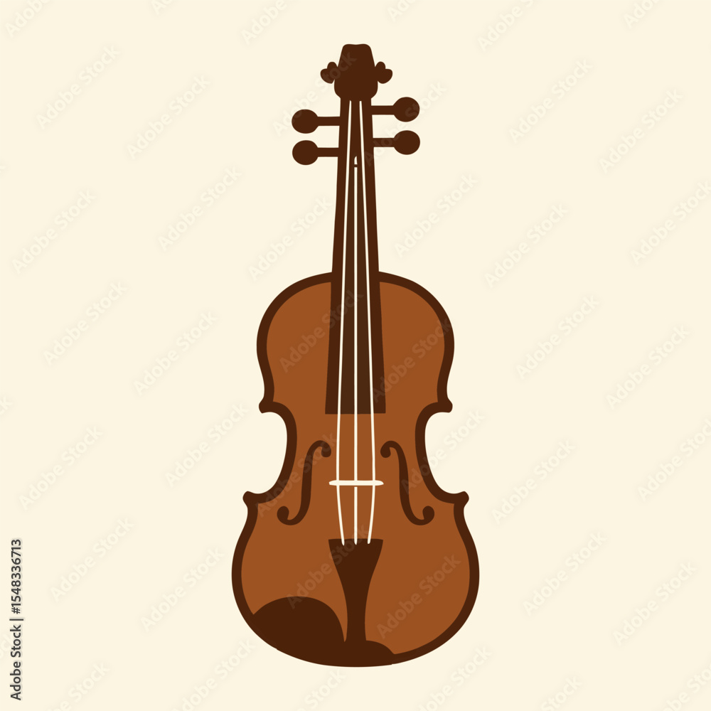 Fototapeta premium Brown violin vector illustration with wood grain feel.