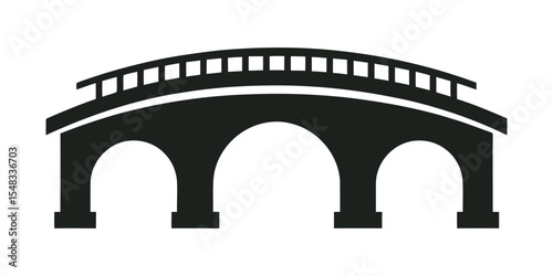 Minimal vector illustration of classic arched stone bridge.