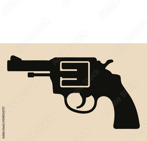 Vintage revolver vector icon inside round emblem.