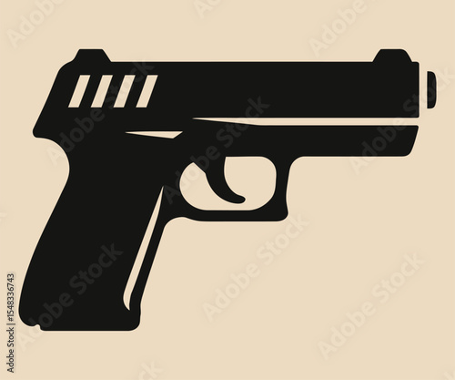 Minimal vector pistol icon in clean bold outline style.