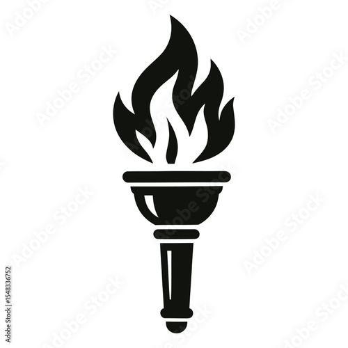 Torch vector illustration with stylized rising flame.