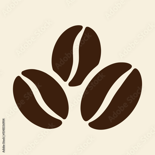 Coffee bean trio vector illustration in brown.