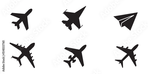 Plane icon set. Airplane icon vector. Flight transport symbol. Travel illustration. Holiday symbol