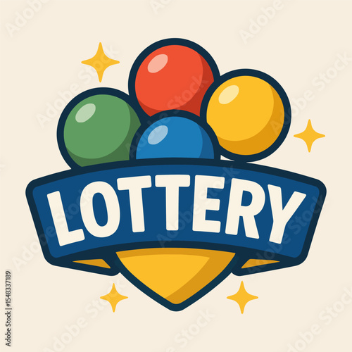 Colorful lottery balls and banner vector illustration.