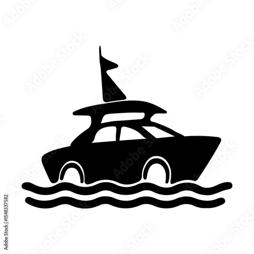 Luxury Yacht Illustration Sleek Design, Open Water Adventure