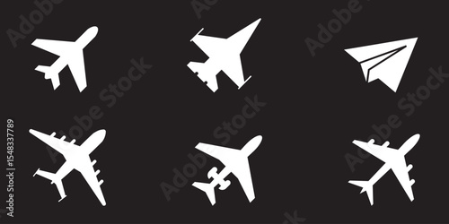 Plane icon set. Airplane icon vector. Flight transport symbol. Travel illustration. Holiday symbol