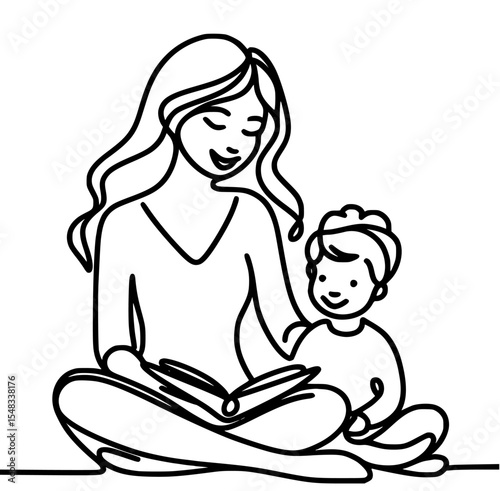 reading book with momy