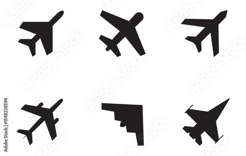 Plane icon set. Airplane icon vector. Flight transport symbol. Travel illustration. Holiday symbol