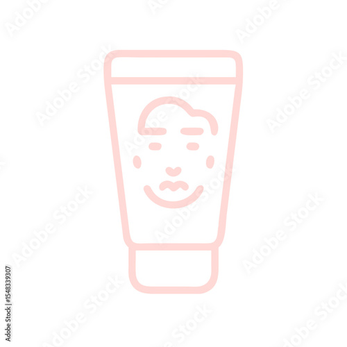 Gentle face scrub outline icon for skincare routine, exfoliating beauty treatment, promoting clear skin and self-care