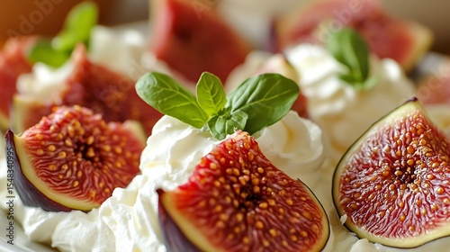 A fig-based dessert with whipped cream